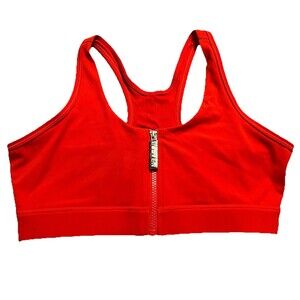 ELEVEN by Venus Williams Red Racer Sports Bra - Zip Front Sz Large